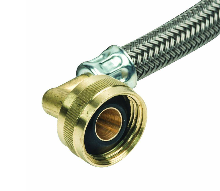 Braided Polymer Dishwasher Supply Line Connector 3/8” X 3/4” With Swivel Elbow
