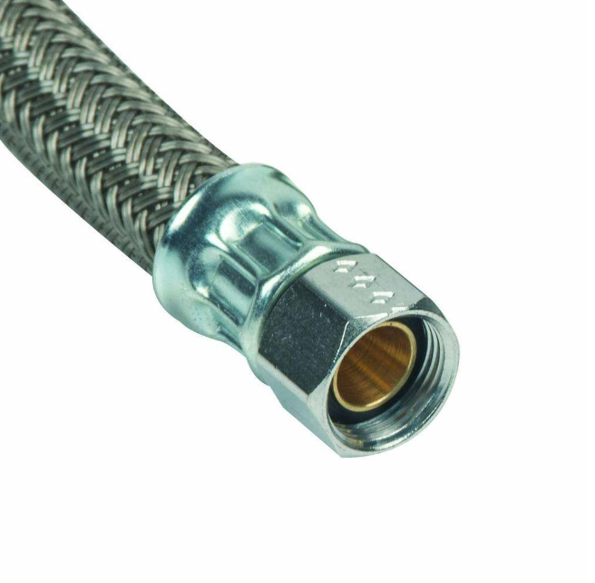 Braided Polymer Dishwasher Supply Line Connector 3/8” X 3/4” With Swivel Elbow