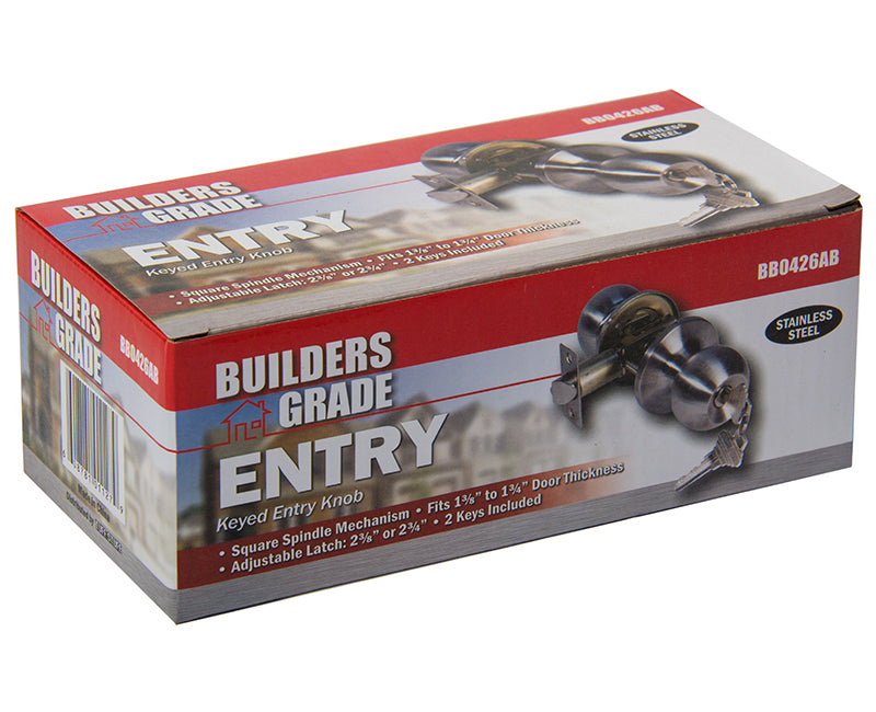 Builder's Grade Ball Style Lockset Entry Adj. Backset Boxed - US3